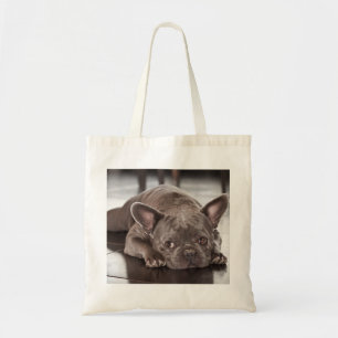 Bolsa Tote Foto de Bulldog Francês de Olhos Tristes e Sonolen