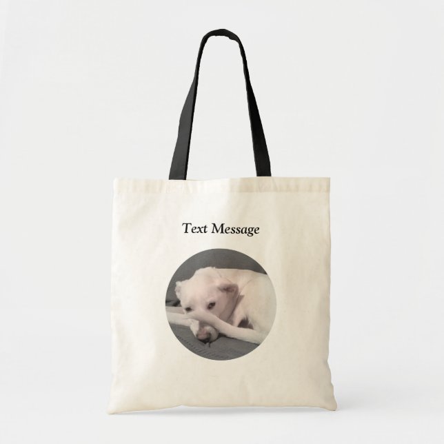 Bolsa Tote Foto de Cachorro Branco Bonito Escondido Atrás da  (Frente)