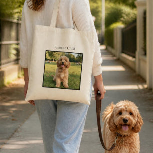 Bolsa Tote Foto de cachorro personalizada do filho favorito