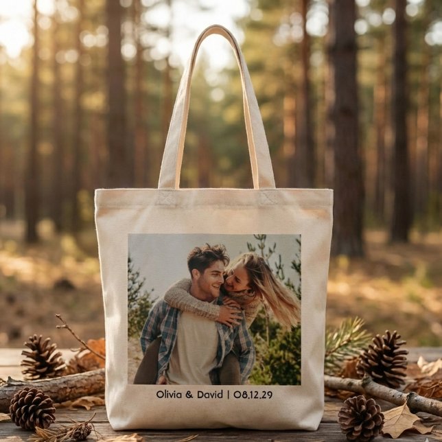 Bolsa Tote Foto de Casal de Noivos Felizes (Criador carregado)