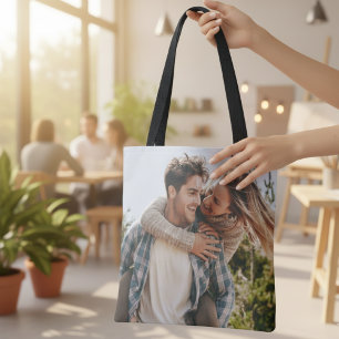 Bolsa Tote Foto de Casal Imagem Dupla de Dois Lados