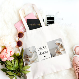 Bolsa Tote Foto de Colagem Moderna Ama Sua Avó Melhor Present