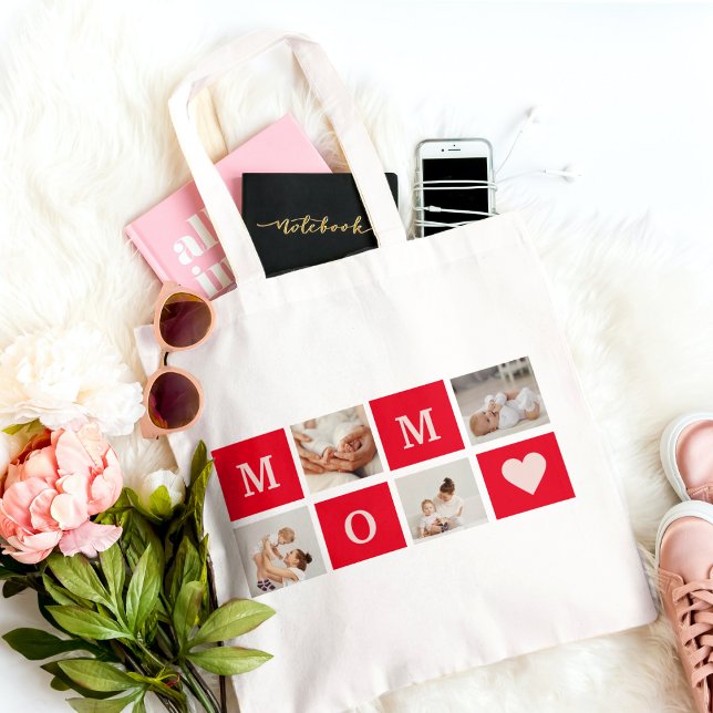 Bolsa Tote Foto de Colagem Moderna e a Melhor Mãe Já Presente (Criador carregado)