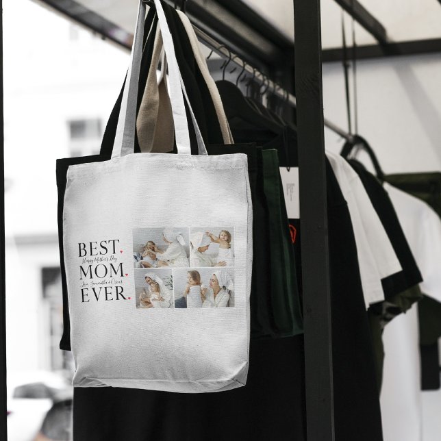 Bolsa Tote Foto de Colagem Moderna Melhor Feliz dia de as mãe (Criador carregado)