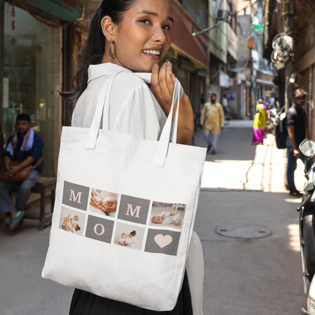 Bolsa Tote Foto de Colagem Moderna Melhor Presente de Mãe Ros (Criador carregado)