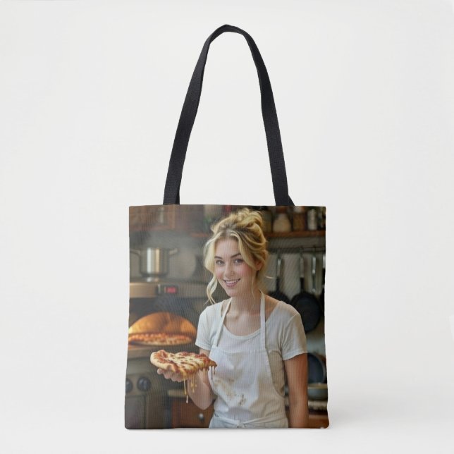 Bolsa Tote Foto de comer pizza personalizar (Frente)