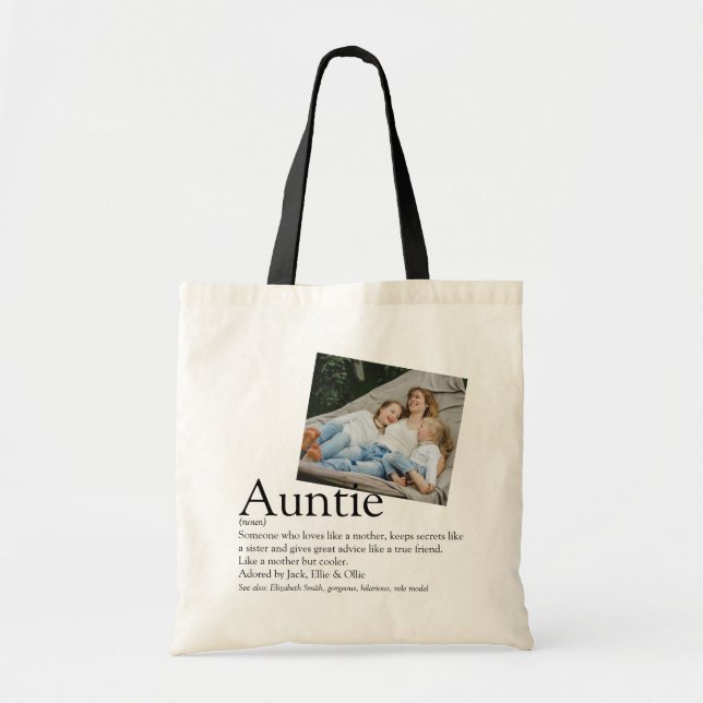 Bolsa Tote Foto de Definição de Tia Persoanizada (Frente)