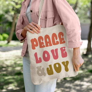 Bolsa Tote Foto de Férias Retro Groovy Paz Amor Alegria