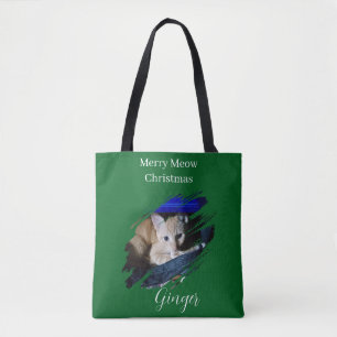 Bolsa Tote Foto de Gato Laranja Personalizada com Texto