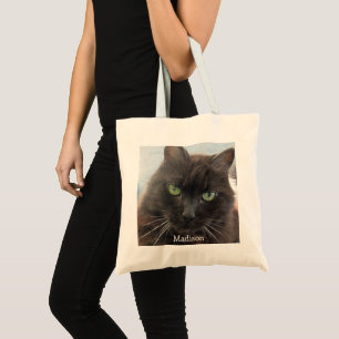 Bolsa Tote Foto de Gato Preto e Bonito Personalizada