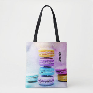 Bolsa Tote Foto de Macarões Deliciosos Coloridos