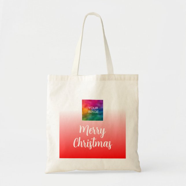 Bolsa Tote Foto de Natal feliz manuscrita ou Modelo de logoti (Frente)