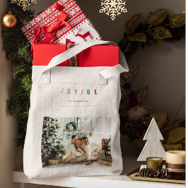 Bolsa Tote Foto de Natal Moderno Simples | Feriado alegre