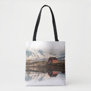 Bolsa Tote Foto de Paisagem de Boat House Escandinava