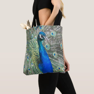 Bolsa Tote Foto de pavão azul linda