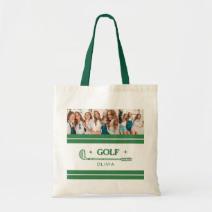 Bolsa Tote Foto do amante do golf Verde de Nome Personalizado