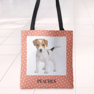 Bolsa Tote Foto do Cão-Padrão da Bolinhas Peach