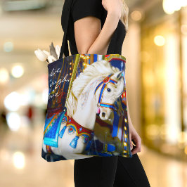 Bolsa Tote Foto do Cavalo Carrossel Branco ao vivo Ria Citaçã
