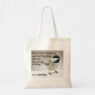 Bolsa Tote Foto do Chickadee com citações