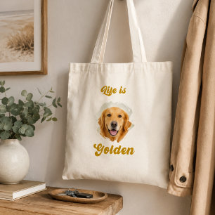 Bolsa Tote Foto do Golden Retriever A Vida é Dourada
