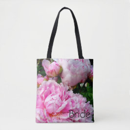 Bolsa Tote Foto do jardim floral de peônias brancas-rosadas E