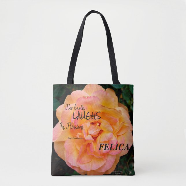 Bolsa Tote Foto do Rosa de Flor de Blend Amarelo Pêssego (Frente)