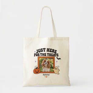 Bolsa Tote Foto e nome do cachorro no Halloween apenas aqui p