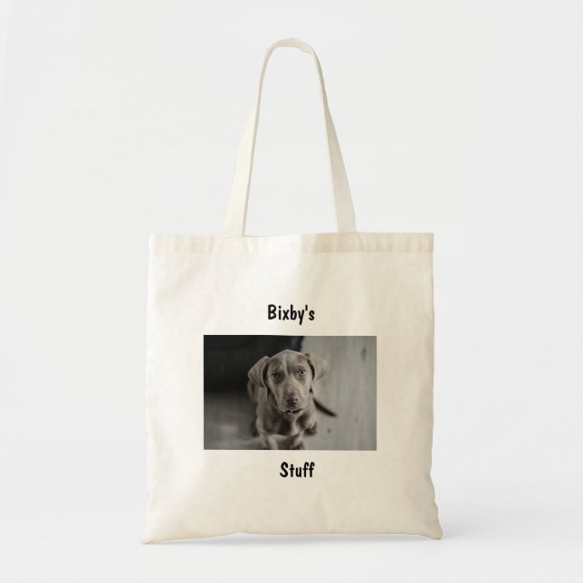 Bolsa Tote Foto e nome personalizados do cão (Frente)