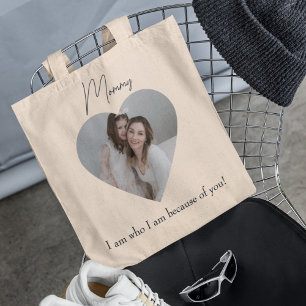 Bolsa Tote Foto e texto do coração Eu sou quem sou por sua ca