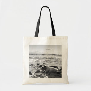 Bolsa Tote Foto em preto e branco das ondas do oceano Atlânti