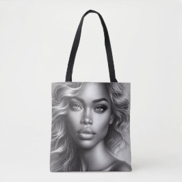 Bolsa Tote Foto em Preto e Branco de uma Mulher em Sacola de