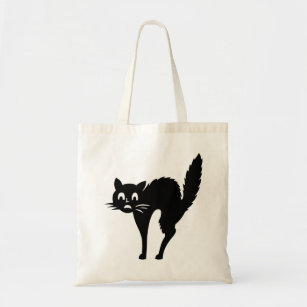 Bolsa Tote foto engraçada de gato com medo de gato com costas