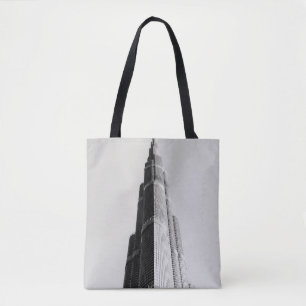 BOLSA TOTE FOTO GRAYSCALE DO EDIFÍCIO DE ALTO AUMENTO