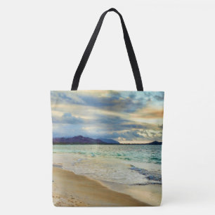 Bolsa Tote Foto litoral do fulgor do por do sol do paraíso