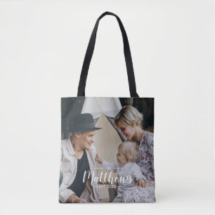 Bolsa Tote Foto personalizada com nome de família e ano esta