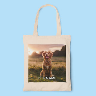 Bolsa Tote Foto Personalizada Com O Nome Do Seu Cachorro