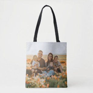 Bolsa Tote Foto personalizada da família com nomes personaliz