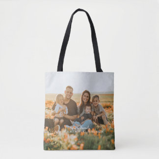 Bolsa Tote Foto personalizada da família com nomes personaliz