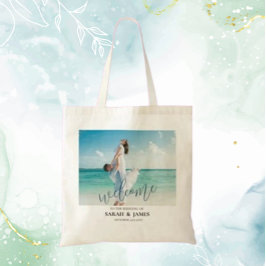Bolsa Tote Foto personalizada de boas-vindas do casamento mod