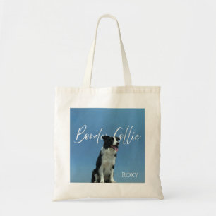 Bolsa Tote Foto Personalizada de Border Collie com Tipografia