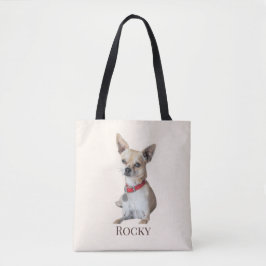 Bolsa Tote Foto Personalizada de Cachorro | Nome de Pet Perso