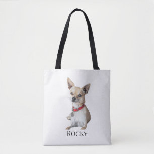 Bolsa Tote Foto Personalizada de Cachorro Nome de Pet Perso