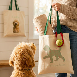 Bolsa Tote Foto Personalizada de Golden Doodle Dourado com No