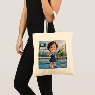 Bolsa Tote Foto Personalizada de Jogadora de Padel/Pickleball