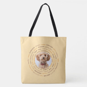 Bolsa Tote Foto Personalizada de Palavras de Amor Circular