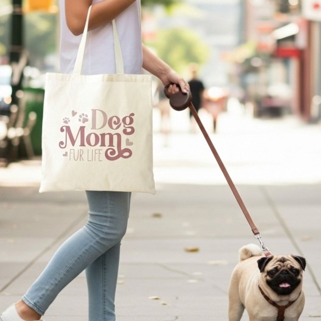 Bolsa Tote Foto Personalizada de Pug da Mãe de Cachorro Retro (Criador carregado)