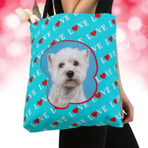 Bolsa Tote Foto personalizada do Blue Aqua Blue LOVE