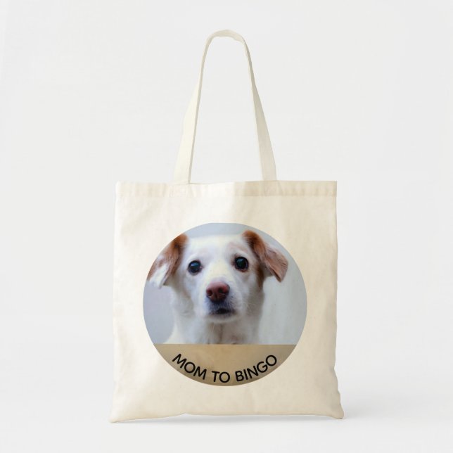Bolsa Tote Foto personalizada do cão de estimação com nome (Frente)