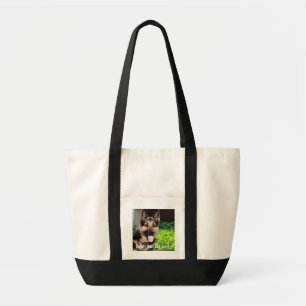 Bolsa Tote Foto personalizada do cão de german shepherd, nome