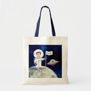 Bolsa Tote Foto personalizada do homem nas crianças da lua